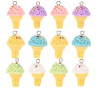 COOLHIYA 12pcs Resin Ice Cream Shaped Charms for DIY Craft Projects with Smooth Surface, Portable and Delicate Jewelry Making Pendants Suitable for Birthday Party Decorations