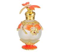 COOLHIYA 15ml Refillable Glass Perfume Bottle with Lovely Dragonfly Design, Orange Artificial Stone and Alloy Material, Essential Oil Storage Container for Liquids and Essence