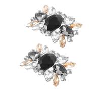 COOLHIYA 1set Rhinestone Shoe Clips Decorative Charms for High Heels Wedding Party Accessories Durable Metal Embellishments Gray Tone Stylish Shoe Decorations 2pcs