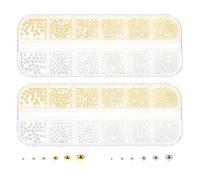 COOLHIYA 2 Boxes 3d Nail Art Studs Mini Steel Balls Metal Gold Silver Punk Jewelry Charms Decoration Manicure Crafts Diy Supplies For Women Girls