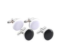 COOLHIYA 2 Pairs Fashion Alloy Cufflinks for Men Smooth Workmanship and Comfortable Fit, Black round French Cuff Shirt Buttons Suitable for Formal Events and Festivals