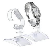 COOLHIYA 2 Pcs Adjustable Acrylic Watch Display Stand with Safe Mounting, Stable Wristwatch Holder for Men and Women, Practical and Nice-looking Jewelry Organizer Display Base