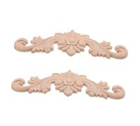 COOLHIYA 2 pcs European Style Wooden Appliques Onlays for Wardrobe Cabinet Furniture Decorative Wood Carved Flower Pattern Easy to Install Solid Wood Applique Craft for DIY Home Decor