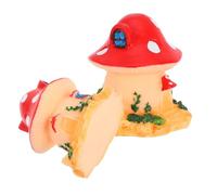 COOLHIYA 2 Pcs Red Mushroom House Resin Micro Landscape Ornament for Pet Box and Reptile Box, Made of Sturdy Pvc Fine Workmanship, Creative and Stylish Garden Decoration