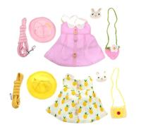 COOLHIYA 2 Sets and Clothes for Small Pets, Soft Cotton Material with Full for Stomach and Neck, Includes Hat and Bag with Lovely Cartoon Decorations,