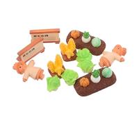COOLHIYA 2 Sets Dollhouse Garden Accessories Miniature Farming Model Toys Mini Scarecrow Vegetables Pumpkin Wheat Stalk Radish Simulation Cabbage Ornaments For Landscape Decor