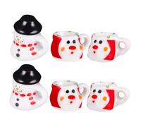 COOLHIYA 2 Sets Mini Snowman Tea Set Miniature Cups Miniature Porcelain Teapot Teacup Tiny Tea Cups Small Teapot Ceramics