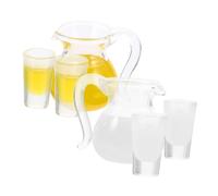 COOLHIYA 2 sets Miniature Resin Juice and Milk Pitcher Doll House Decor Miniature Scene Accessories Bright Craft Ornament for Mini Home Desk Display