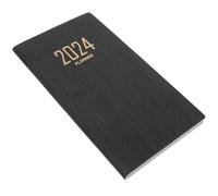COOLHIYA 2024 A6 English Planner Notebook Artificial Leather Cover, 120 Pages Academic Schedule Notebook for Office Workers, for Keeping a Diary and Recording Accounts