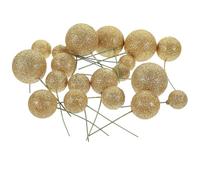 COOLHIYA 20pcs Glitter Filled Foam Ball Cake Toppers for Birthday Cakes and Wedding Decorations, Creative Golden Mini Ball Cupcake Toppers Safe Material