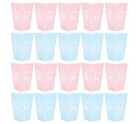 COOLHIYA 24pcs Gender Reveal Popcorn Buckets Made of Paper Assorted Colour Small Boxes for Gender Reveal Party Or Birthday Party of Newborn Boy Or Girl Decorations and Favour Boxes