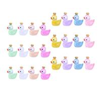 COOLHIYA 24Pcs Glow in the Dark Mini Resin Duck Figurines with Crown, Luminous Tiny Ducks for DIY Crafts, Micro Landscape, Garden Decor, and Dollhouse Accessories, Multi-Color Set