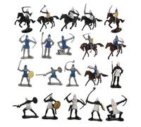 COOLHIYA 28pcs Mini Soldier Figures Medieval Knight Models Knights Horses for Role-playing Realistic Detailing for Sand Table Landscaping and Miniature Scenes