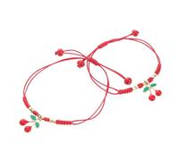 COOLHIYA 2pcs Cherry Friendship Bracelets Handmade Woven Braided Rope Adjustable for Daily Wear Parties Travel Unique Fruit Design Symbolizing Deep Bonds