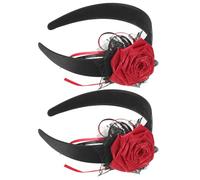 COOLHIYA 2pcs Gothic Fake Rose Hairband: Day Of The Dead Floral Crown Hairband - Halloween Costume Accessory Headband For Women And Bride Cosplay