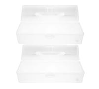 COOLHIYA 2pcs Hand-held White Plastic Storage Boxes for Small Sundries and Cosmetics with Lockable Multi-function Design, for Home and Schools Desktop Organisation
