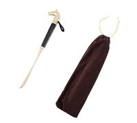 COOLHIYA 2pcs Long Handled Shoe Horn Creative Horse Shape Tip, Made of Wood and Alloy, Convenient Shoe Maintenance Helper Flannel Bag, for Seniors and People Limited Mobility Random Color