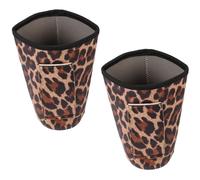COOLHIYA 2pcs Reusable Cloth Iced Coffee Covers with Handle, Leopard Print Cold Drink Sleeves for Coffee Lovers, Hand Washed Insulated Cup Sleeves Suitable for Birthdays and Mother's Day