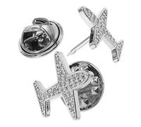 COOLHIYA 2pcs Silver Alloy Brooch Button Pins for Clothes Airplane Shape, Reusable and Anti Exposure, for Weddings and Daily Life to Prevent Accidental Exposure