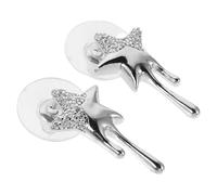 COOLHIYA 2pcs Sparkling Rhinestone Star Drop Earrings for Women Dangle Studs with Chic Boho Design Hypoallergenic Sparkle Jewelry for Parties and Casual Wear Bling Star Earrings