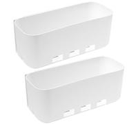 COOLHIYA 2pcs White Pp Adhesive Wall Mount Storage Boxes under Kitchen Sink Organizers for Storing and Organizing Small Items, Versatile Pull-out Bins Suitable inside Cabinets