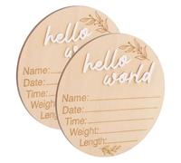 COOLHIYA 2pcs Wooden Birth Announcement Signs Natural Round Discs Newborn Photo Props for Hospital and Shower Decorations