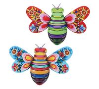 COOLHIYA 2pcs Wrought Iron Bee Wall Art with Sturdy Iron Material and Vivid Colour, Versatile Home and Garden Decoration Featuring Elegant Intricate Ironwork for Indoor and Outdoor Use