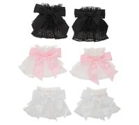 COOLHIYA 3 Pairs Lace Fake Wrist Sleeves for Women Featuring Bow Embellishments and Elegant Pleated Edges, Nail Art Photography Props Providing Enhanced Nail Presentation and Stylish