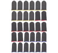 COOLHIYA 30pcs Anti-slip Sweat-resistant Gaming Finger Covers with Silver Fiber Material and Pleated Design, Reusable Finger Sleeves for Precise Control and Comfortable Fit Random Color