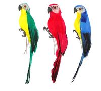 COOLHIYA 3pcs Bird Statue Simulation Parrot Ornaments Fine Workmanship and Vivid Appearance, Synthetic Material Parrot Decoration for Garden Decor and Outdoor Display