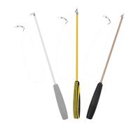 COOLHIYA 3pcs Indoor Cat Wand Toys with Glass Fiber Material Three-section Design Interactive Teaser Sticks for Household Cats Random Color