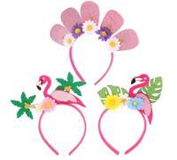 COOLHIYA 3pcs Kids Flamingo Headbands: Tropical Flamingo Headbands For Girls - Hawaii Party Decorations Hair Accessories For Luau Birthday Events