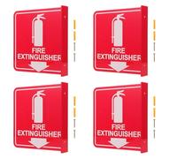 COOLHIYA 4 Set Fire Extinguisher Signage For Business - Self Adhesive Vertical Down Arrow Design Wall Mounted Fire Safety Sign with Matching Screws