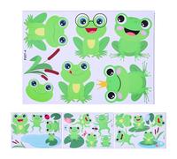 COOLHIYA 4 Sheets Cartoon Frogs Wall Stickers PVC Removable Home Decor Decals for Bedroom Nursery Playroom Easy Peel No Residue Creative Cute Frog Design for Warm Comfortable Atmosphere