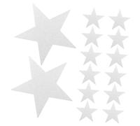 COOLHIYA 48pcs Silver Glitter Paper Stars Cutouts for Bulletin Board Wall Decor Handcut Five Pointed Star Decorations for Classroom DIY Craft Drawing and Scrapbook Projects