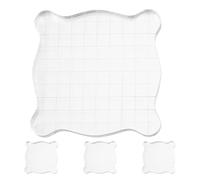COOLHIYA 4pcs Acrylic Blocks: Transparent Stamp Block Set for Crafting - Acrylic Material with Grid Design for Creative Art Projects