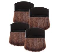 COOLHIYA 4pcs Black Makeup Brush Set for Women with Horsehair and Plastic Handles Easy to Use Powder and Blush Brushes for Makeup Application Smooth Handle Design