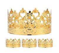 COOLHIYA 4pcs Golden Mini Crown Cake Toppers Iron Decorations with Elegant Shimmering Design, Easy to Place for Parties and Receptions, Birthday or Wedding Cake Centerpieces