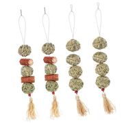 COOLHIYA 4pcs Grass Chew for Rabbits and Guinea Pigs, Multi-functional Design for Boredom Relief and Teeth Care, Natural Hanging Bunny Chew for Small Animals