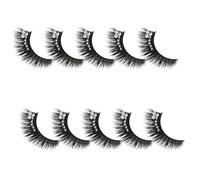 COOLHIYA 5 Pairs Synthetic Fiber Artificial Lashes Natural Fake Eyelash for Dance Performance Fuller Longer Look Easy to Use Black False Lashes with Diamond Accent