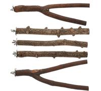 COOLHIYA 5pcs Natural Wooden Bird Standing Rod, Bite Resistant Parrot Perch Stand to Increase Pets Activity Space, Suitable for Fixing on The Cage