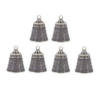 COOLHIYA 6pcs Copper Keychain Pendant Set with Vintage Deep Resonance Serenity Bells, Multipurpose Craft Bells for DIY Making and Crafts, Does Not Fade, Golden Chic Design