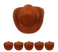 COOLHIYA 6pcs Mini Cowboy Hats for Crafts - Tiny Western Hat Decorations - Dollhouse Costume Accessories - Miniature Caps for Party Favors DIY Projects 8.5cm