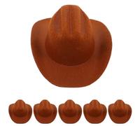 COOLHIYA 6pcs Mini Cowboy Hats for Crafts - Tiny Western Hat Decorations - Dollhouse Costume Accessories - Miniature Caps for Party Favors DIY Projects 13.5cm