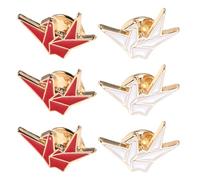 COOLHIYA 6pcs Origami Crane Lapel Pins for Women, Elegant Alloy Brooch Badges with Multipurpose Use and Easy to Match Design, for Celebrations and Bags Decoration