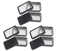 COOLHIYA 6pcs Tinplate Card Decks Box Portable Playing Card Organizer with Window Lid Protects for Home and Desktop Use Black
