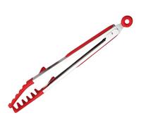 COOLHIYA 9-Inch Red Silicone Food Clip with Stainless Steel Comb Grips Multi-Function Pasta Tongs for Kitchen Use and Bread Handling
