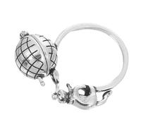 COOLHIYA Adjustable Silver Cat-themed Mini Locket Ring with Intricate Hollow Craftsmanship, Vintage Style for Daily Wear and Special Events, Cute Copper Aroma Diffuser Ring for Women
