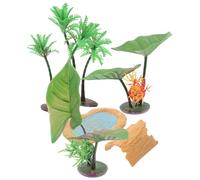 COOLHIYA Artificial Fish Pond Accessories with Floating Lily Pads and Miniature Trees, Pvc Material, Realistic Micro Landscape Decoration for Living Rooms and Fish Ponds