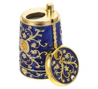 COOLHIYA Automatic Push Toothpick Dispenser Box with Stainless Steel Pop-up Holder, Blue and Gold Press Toothpick Storage Container for Home Kitchen Convenience